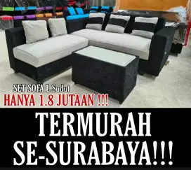 PROMO SET SOFA SUDUT / SOFA L SUDUT + Meja Kaca