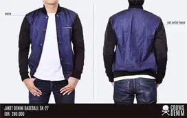 Jaket, Jaket Pria, jaket Cowok, Jaket Baseball Biru, Jaket Denim Biru