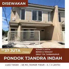 Disewakan Rumah 2 lantai tipe hook cluster belimbung pondok tjandra