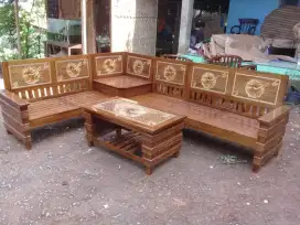 Meja kursi sudut ukir Jepara