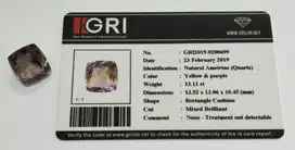 13,11 carat Natural Ametrine Bolivia Rectangle Cushion Bersertifikat