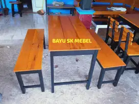 Set meja kursi panjang kedai warmindo warung Padang