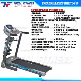 ALAT OLAHRAGA TREADMIL ELEKTRIK TF 270 / 3FUNGSI