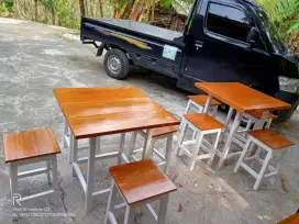 Meja kursi kafe minimalis kayu mahoni