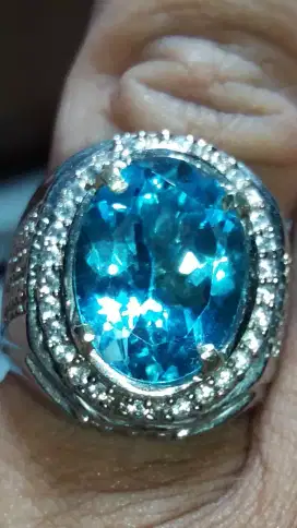 Jual Batu Cincin Blue Sky Topaz Swiss Cutting Beautifu Keren Good