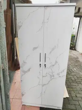 Lemari pakaian 2 pintu modern motif marmer mks