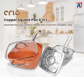 Crio copper square pan 6 in 1 alat masak serbaguna dan multifungsi
