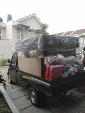 Menyewakan mobil pickup losbak untuk pindah rumah ada sopir dan terpal