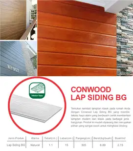 Conwood Siding Panel Plank Kayu Lisplang Plafon Shunsade Fasad Deck