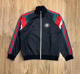 jaket gucci logo striped bomber