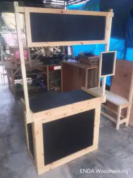 Gerobak / booth bongkar pasang jati belanda