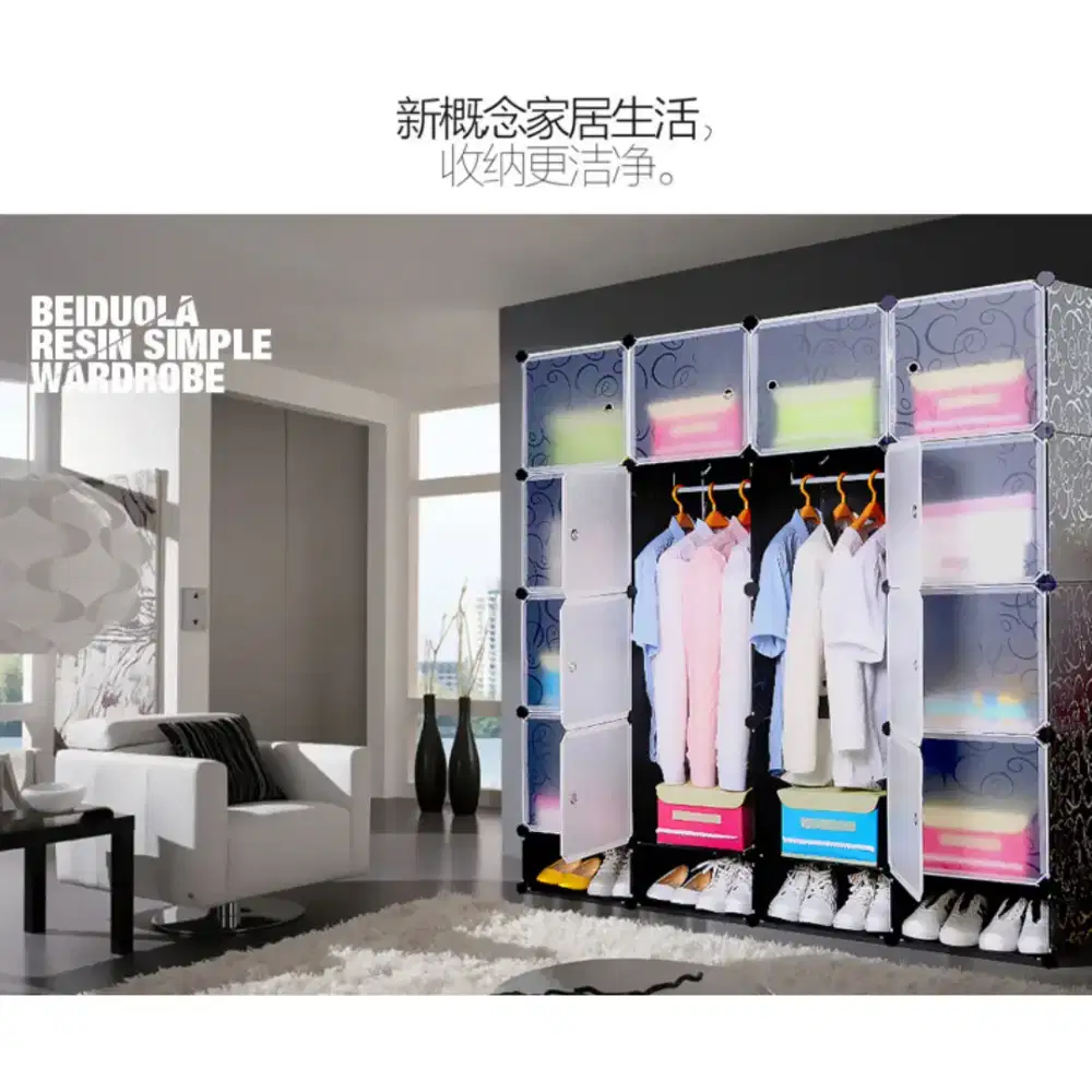 Pintu TaffHOME Lemari Baju Plastik DIY 16 pintu