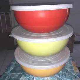 Mangkuk Fancy bowl mangkuk salad enamel + Tutup Plastik 20 / 23 cm