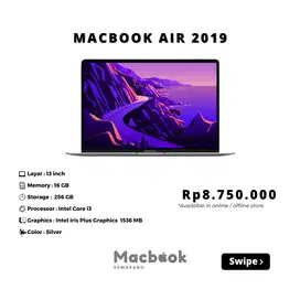 Macbook Air 2019 Retina RAM 16/256 GB