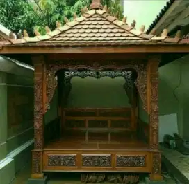 gazebo ukir kayu jati tua