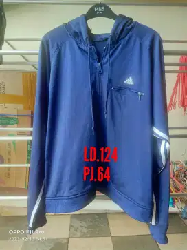 Jaket Hoodie Zipper Adidas bahan katun original lost tag