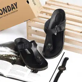 Sandal Jepit Pria Original Monday Asta Full Black TotoSuryo x Monday