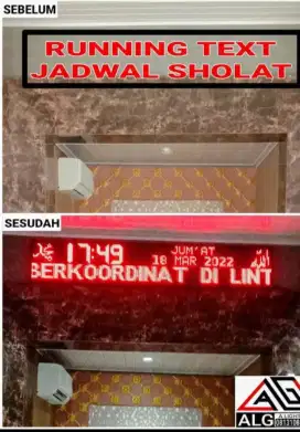 Jadwal sholat running text custom ukuran