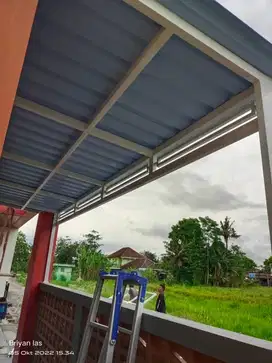 Kanopi, pagar besi, atap Bajaringan, folding gate