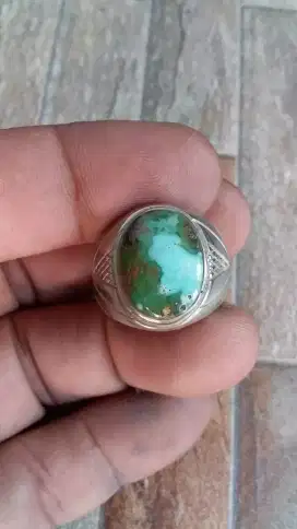 Batu akik pirus porcelen warna hijau biru lawas
