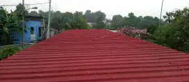Pemasangan kanopi rumah rangka baja ringan atap spandek pasir