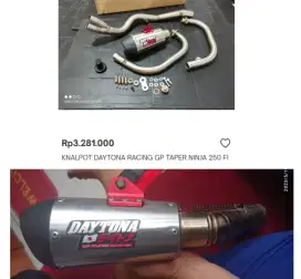 Kenalpot Racing ORI DAYTONA Ninja 250FI/Z250/karburator