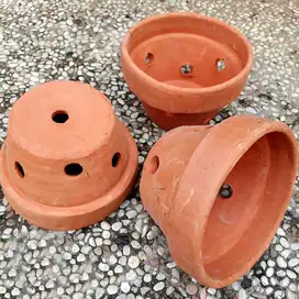 Pot 17 Grabah Teracotta Tanah Liat Diameter 17cm Tanaman Anggrek Bunga