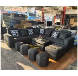 Sofa L Sudut Beranak Vienna Silver Black