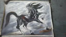 Kuda hitam putih 74cm X 99cm
