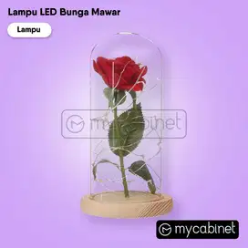 Lampu LED Lampu Dekorasi Bunga Mawar Kaca Kado Ulang Tahun - Merah