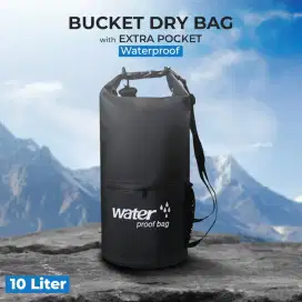 outdoor waterproof bucket dry bag with extra pocket, 10liter