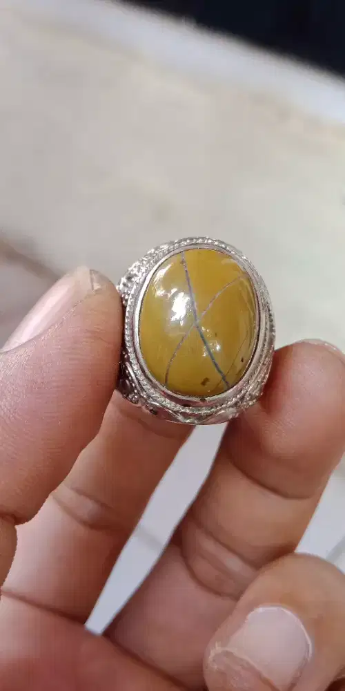 Natural Batu Cincin Tapak Jalak Silang