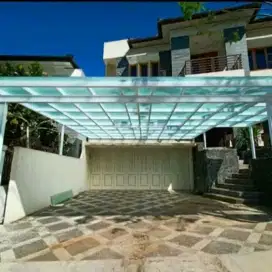 Canopy Solarflat,Alderon,canopy kaca tempered,kontruksi baja ringan