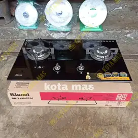 Kompor Tanam Rinnai RB712NGB Gas Stove Tempered Glass 2 Tungku Murah