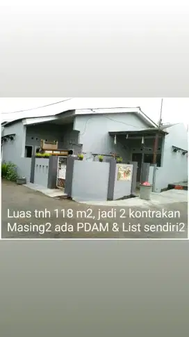 Dijual rumah, luas 118 m2. jadi 2 kontrakan, SHM, harga 600 jt