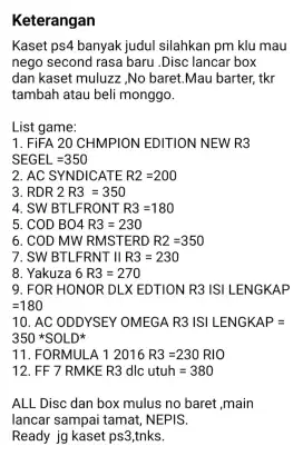 Kaset bd ps4 mafia dan f1 2016