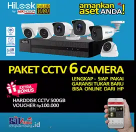 Paket lengkap 6 camera Hilook 2mp