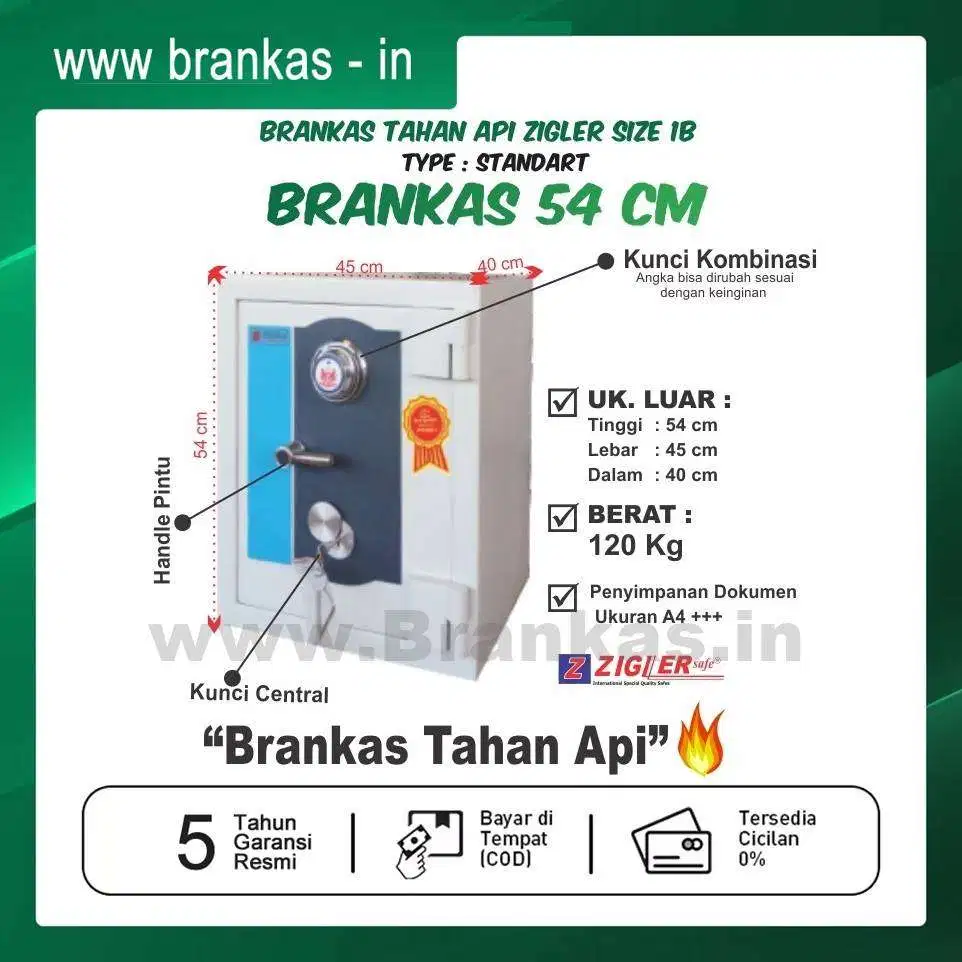 Brankas Tahan Api Zigler Safe size IB Tinggi 54 cm