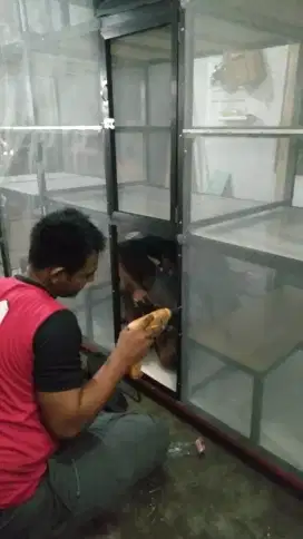 Tempahan kandang kucing aluminium 9 pintu