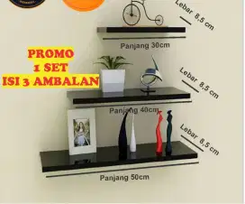 Rak Dinding Slim 1 Set 3 Pcs Minimalis