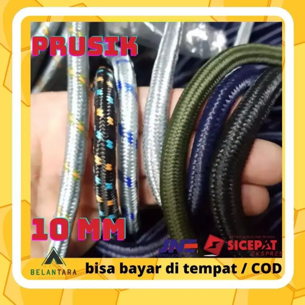 tali prusik 10 mm tali perusik 10mm besar polos meteran perusik hitam