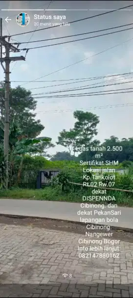 Dijual cepat , murah dan SHM tanah di Cibinong