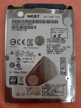 HGST HTS545050A7E680 Slim 500GB SATA 6.0 Gb/s 2.5 HDD