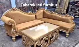 Kursi sudut ukiran, bahan kayu jati tua