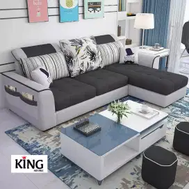 sofa ruang tamu minimalis L shape terbaru bergaransi