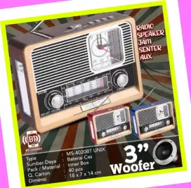 RADIO Fitur Komplit = Praktis Komplit + Jam + Lampu emergency + MP3