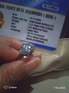 CINCIN PERAK WANITA NATURAL BLUE DIAMOND 36pcs