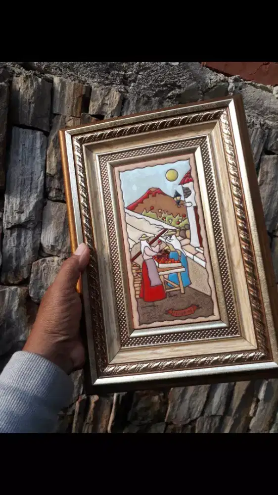 Antik vintage tegel keramik kota tenerife spanyol eropa bingkai ukir