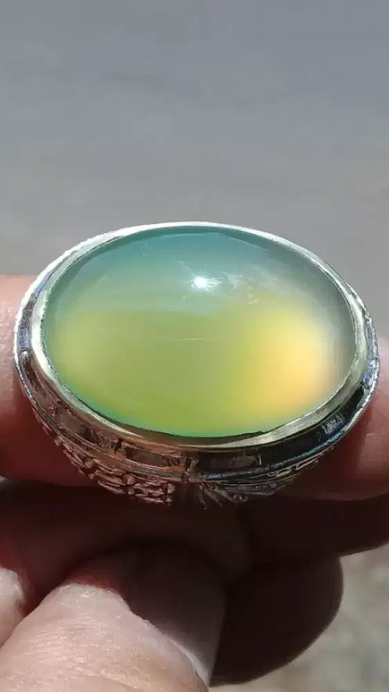 Jual Batu Cincin Natural Greenish Yellow Chalcedony HQ Super Istimewa