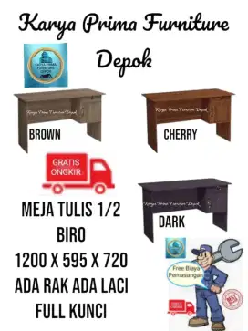 Meja Tulis 1/2 Biro Plus rak laci kunci baru kuat awet470rbfree ongkir